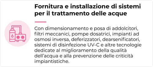 Fornitura e installazione di sistemi per il trattamento delle acque